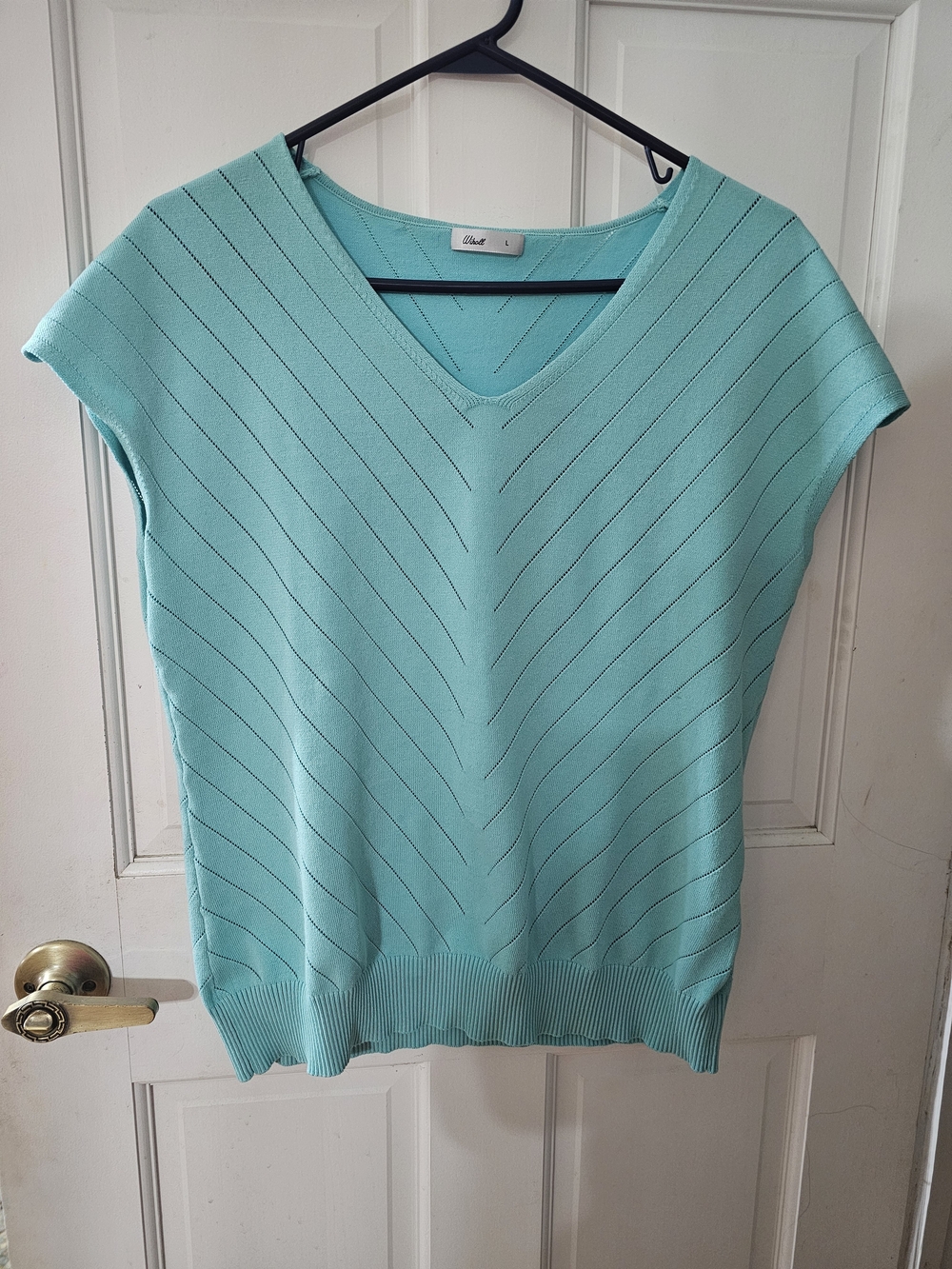 Light Blue V-Neck Knit Women's Sweater - Brand: